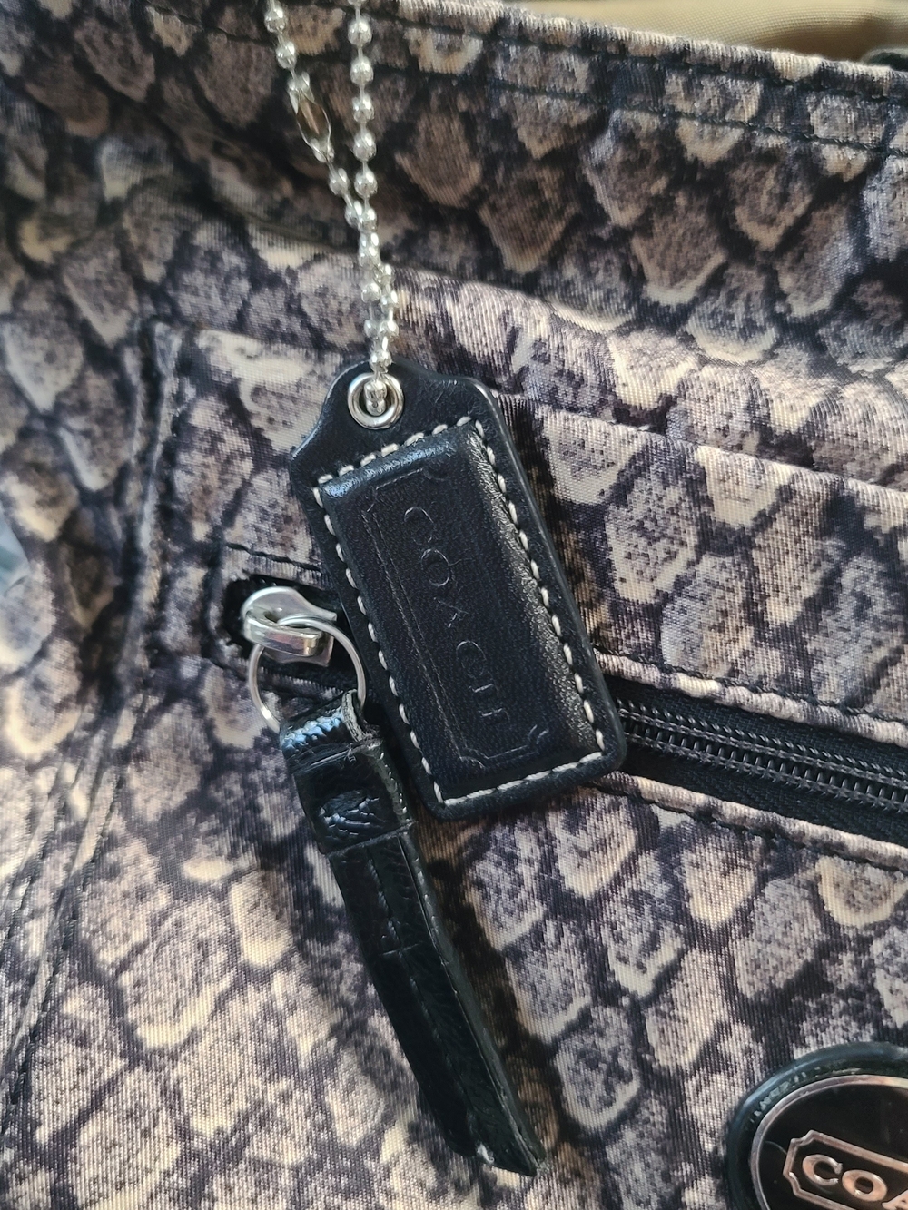 Coach Snake-Print Crossbody Bag in Taupe and Black - Picture 4 of 5